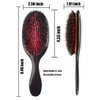 Boar Bristle Hair Brush Paddle Detangling Brush and Comb Set for Curly Fine Wavy Natural Tangled Hair, Anti-frizz Styling Hairbrush Comb for Women Men, Boar Nylon Bristle Cushioned Brush