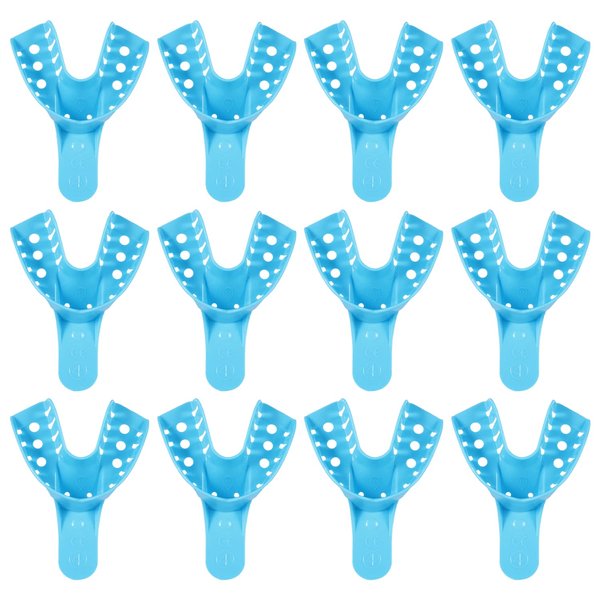 JMU Dental Impression Tray 12 Pcs, Perforated Disposable Impression Trays, 4 Medium Lower