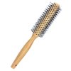Harewu Round Curling Comb with Original Wooden Handle Made of Pure Beech Wood,Gentle Nylon Bristles,For All Hair Styles,Natural and Gentle Hair Brush (Yellow)