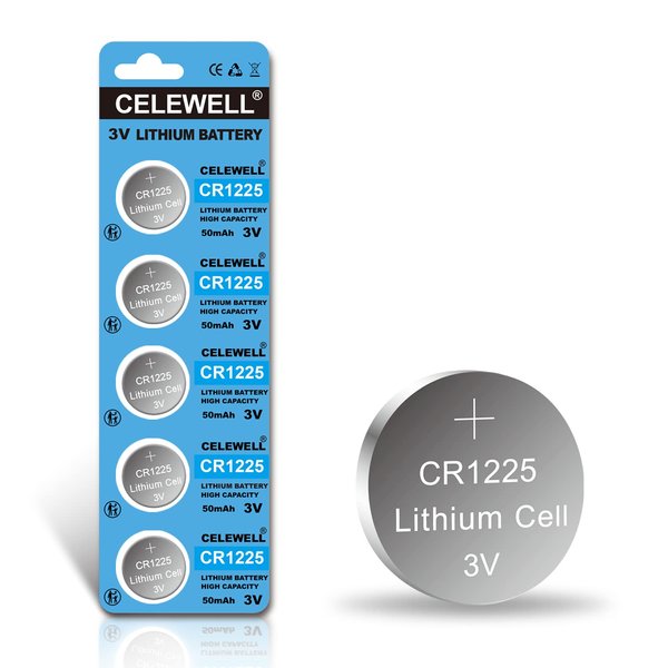 CELEWELL 【5-Year Warranty 5 Pack CR1225 3V Lithium Battery