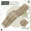 RUNATURE Tape in Hair Extensions Human Hair 20 Inch Straight Real Hair Tape in Extensions Long Remy Tape ins Human Hair Extensions Ash Brown with Platinum Blonde Glue in Hair Extensions 50g 20pcs