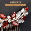 Sppry Rhinestone Hair Comb - Sparkly Hair Accessory for Bridal Women in Wedding Party(Red-Gold)