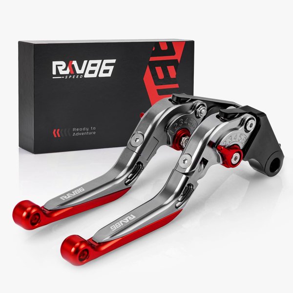 RKV86 Brake Clutch Levers Foldable Extendable Adjustable for GROM MSX125 14-23 CBR250R 11-15 CBR300R CB300F CB300FA 14-21 CB400F CB400R 13-20 CBR500R CB500F CB500X 13-21 Monkey 18-21 (Red)