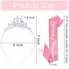 Chanaco Birthday Sash Birthday Girl Headband Set Birthday Crown Birthday Girl Sash Birthday Crown for Girls Princess Tiara Pink Happy Birthday Decorations Birthday Gifts