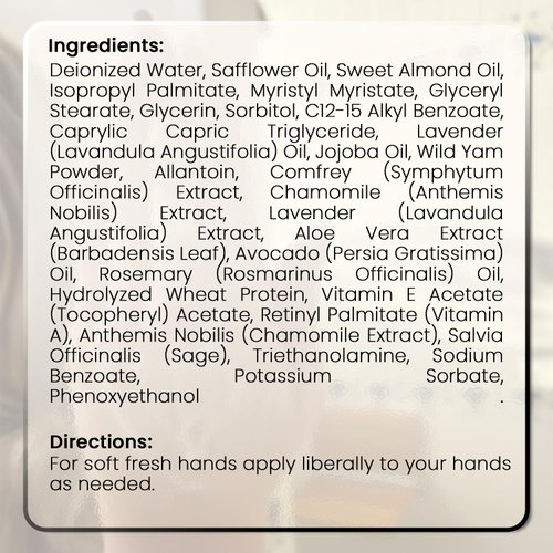 Ultra-Rich Moisturizing Hand Cream with Wild Yam and Avocado Oil | 4.00 Fl Oz | Ideal for Dry, Sensitive & Crepey Skin Care | Cruelty-free, Paraben-free | Formulated in the USA