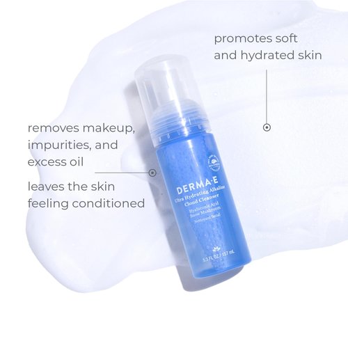 Derma E Ultra Hydrating Alkaline Cloud Cleanser – Gentle Foaming Face Wash with Hyaluronic Acid – Vegan Daily Facial Cleansing, 5.3 Oz
