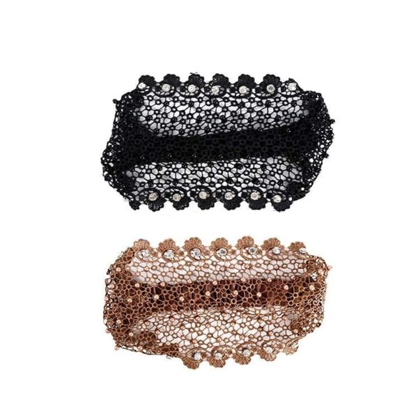 2Pcs Retro Wide Rhinestone Cover Hair Band Head Scarf Headband, Glitter Crystal Hairband Head Cover Head Wraps Hair Hoop Headdress