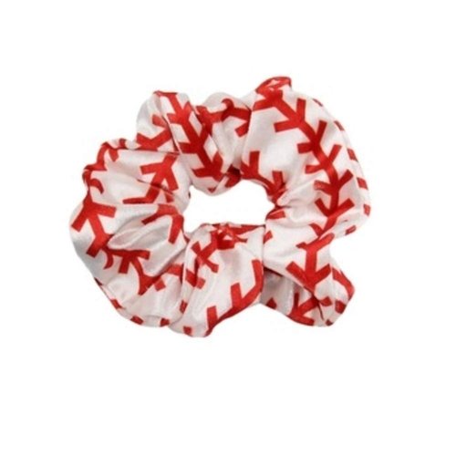 Sportybella - Baseball Scrunchie, Baseball Hair Accessories, Baseball Premium Velvet, No Crease Hair Elastic, Gift for Players and Team, Hair Accessories for Women