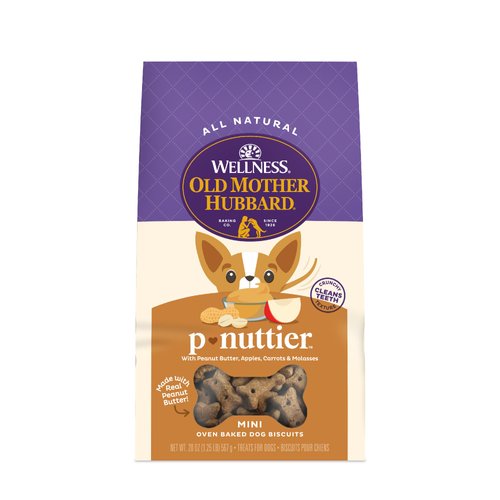 Old Mother Hubbard Wellness P-Nuttier Dog Biscuits, Natural, Training Treats, Peanut Butter Flavor, Mini Size, (20 Ounce Bag)