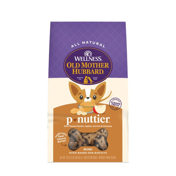 Old Mother Hubbard Wellness P-Nuttier Dog Biscuits, Natural, Training Treats, Peanut Butter Flavor, Mini Size, (20 Ounce Bag)