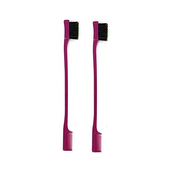Foxi Fresh Double Sided Edge Control Hair Brush Comb PINK (2 Pieces)