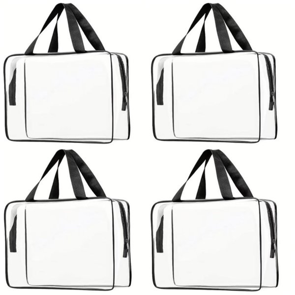 EMeeRFOT 4 Packs Toy Storage Bags Clear Travel PVC Makeup Cosmetic Toiletry Organizer Bag with Zipper Reusable Board Game Storage Waterproof for Building Blocks, Puzzle, Kids Books, Lego