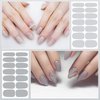 DANNEASY 16 Sheets Nail Wraps for Women Nail Polish Strips Solid Color Self Adhesive Nail Polish Stickers Stick On Nails Nail Accessories with 1pc Nail File, Cuticle Stick (Gray)