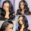 Abhayy 13X6 Lace Front Wigs Human Hair 20inch 200% Density Human Hair Wigs Body Wave Wigs Human Hair Wigs For Black Women Glueless Wigs Lace Frontal Wigs Human Hair (black lace front wigs, 20 Inch)