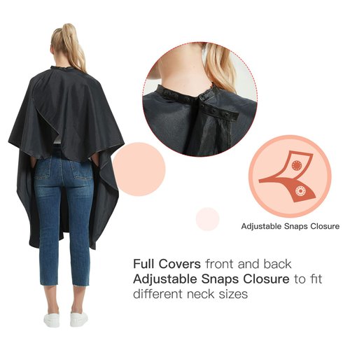 PERFEHAIR Hair Cutting Cape with Snaps Closure, Salon Hairdressing Styling Barber Cape with Hand Holes-51 x 58 Inches, Black