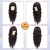 IFSUP Long Brown Wig with Bangs for women Long Wavy Dark Brown Curly Wigs Natural Looking Premium Protein Fiber Hair Replacement Wigs Cosplay Costume Halloween Wigs(26'' Brown)