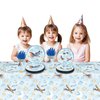 141Pcs Airplane Themed Birthday Party Supplies Include Disposable Paper Plates-Paper Cups-Paper Napkins-Forks-Knives-Tablecloth for Airplane Party Decorations Serves 20 Guests