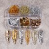 Eseres Nail Foil 3D Sparking Gold Flakes for Nails 6 Grids Metallic Nail Glitter for Nail Art Design