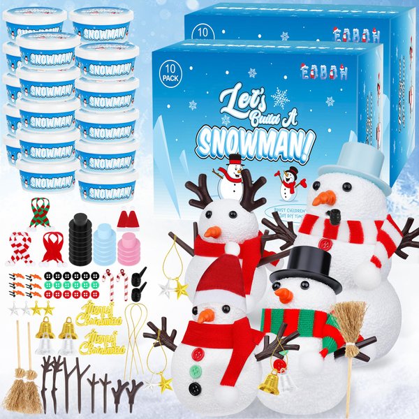 20 Pack Snowman Kit, DIY Christmas Craft for Kids Gifts, Build a Snowman Kit Indoors Decorations, Creative Air Dry Clay Modeling Crafts Kit for School Winter Party Activities, Christmas Perfect Kids