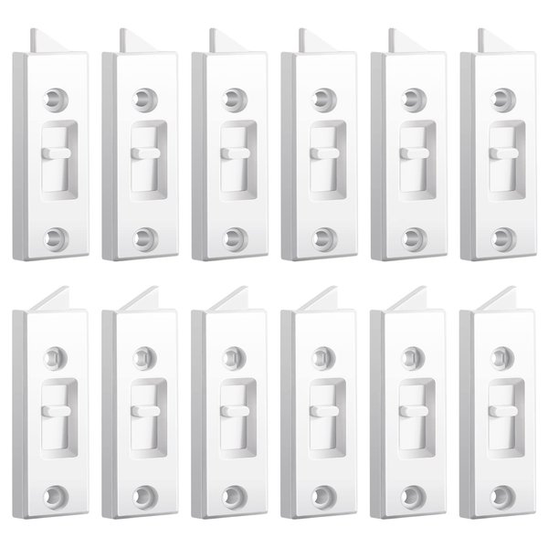Window Latch Locks Window Parts and Hardware Window Tilt Latch Plastic Construction, Spring Loaded, 2 Inch Hole Center Spacing Sliding Lock Replacement (12, White)