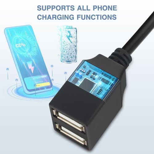 OBD Constant Power Cable for Dash Camera,Compatible with Garmin Dash Cam,OBDII Adapter Cable with Dual USB Interfaces,24 Hours Surveillance/Acc Mode with Low Voltage Protection 11.6-36V to 5V 3A