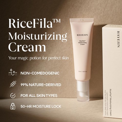 HAYEJIN RiceFila Rice Moisturizer Face Cream | Day and Night Moisturizer for Face Hydrating Face Cream Natural Rice Vegan Face Moisturizer for Dry Skin | K Beauty Face Lotion Rice Cream (1.69 fl oz)