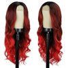 LUNDEREN Ombre Red Wigs for Women Long Red Wig Ombre Red Wavy Wig Long Red Wavy Wig 26 Inch Heat Resistant Red Wigs for Daily Party Use (Ombre Red)