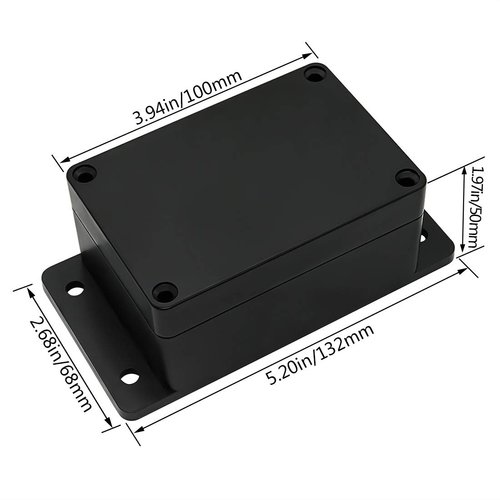 LMioEtool Junction Box Waterproof Dustproof IP65 ABS Plastic Universal Electric Project Enclosure Black with Fixed Ear 3.93"x2.68"x1.97"(100 x 68 x 50 mm)