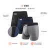 SAXX Underwear Co. Underwear Men's Underwear VIBE Super Soft Boxer Briefs with Built-In Pouch Support Boxer Briefs, Pack of 3, Black/Grey/Blue,Medium