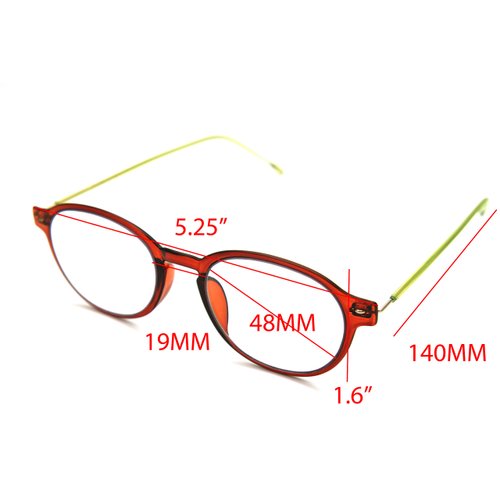 ColorViper Flexible Memory Frame reader Unisex lightweight Reading Glasses (Round transparent shiny brown, 1.00)