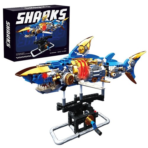 RiceBlock Shark Building Blocks Sets, Sea Animal Building Toys for Ages 8-13, Adult Challenge STEM Toys for Kids, Adults Crossing Ocean, 685 Pieces Compatible with Legos
