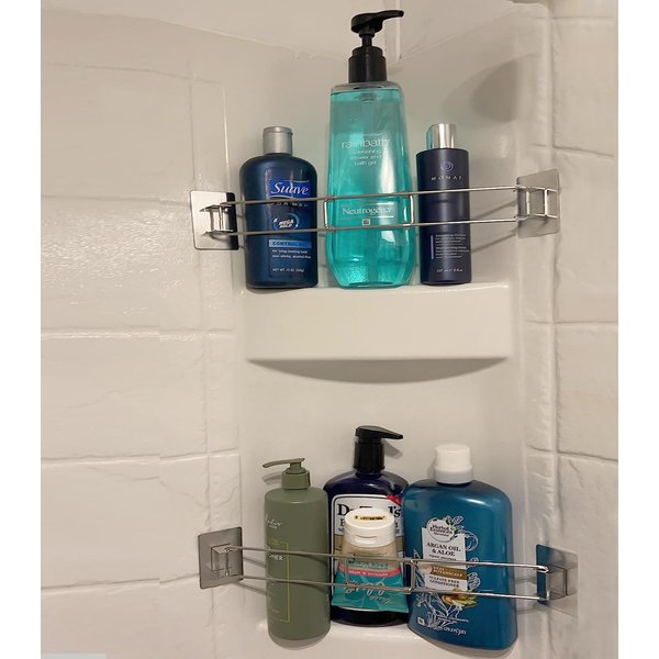 RV Shower Corner Storage Bar- Adjustable Stainless Steel Rod for Corner Shelves in Camper, Length 7-13 inches- RV Bathroom Organization Must Have Accessories (2 Pack