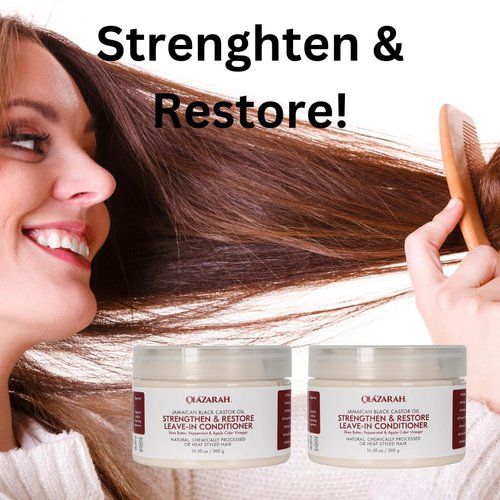 OLAZARAH Jamaican Black Castor Oil Leave-in Hair Conditioner for Strengthening & Restoration, (Lot of 2)