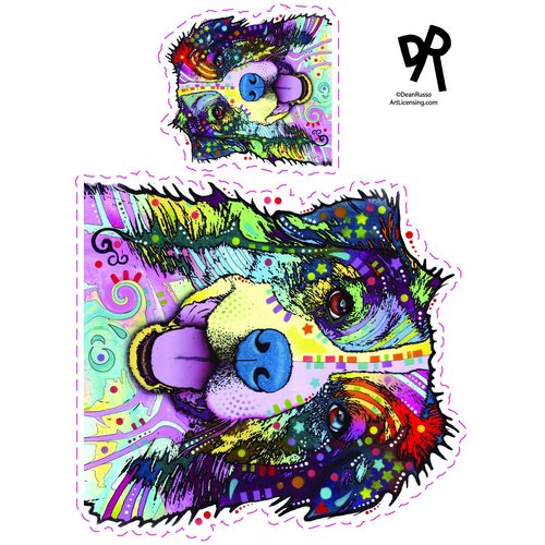 Enjoy it Australian Shepherd Sticker Featuing The Artwork of Dean Russo, Outdoor Rated Vinyl Sticker Decals for Windows, Bumpers, Laptops or Crafts - 2 Pieces