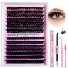 60D+80D DIY Lash Extension Kit 280Pcs Fluffy Eyelash Extension 9-16mm Mix D Curl Individual Lashes Cluster Kit with Lash Bond and Seal and Tweezers Wispy Natural Lash Extensions Kit by SZYZKJ