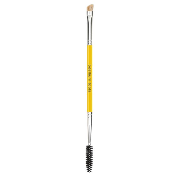 Bdellium Tools Professional Makeup Brush - Studio Series 735 Double-Ended Brow/Lash - With Mix of Soft Synthetic & Natural Fibers, For Eyes’ Daily Grooming (Yellow, 1pc)