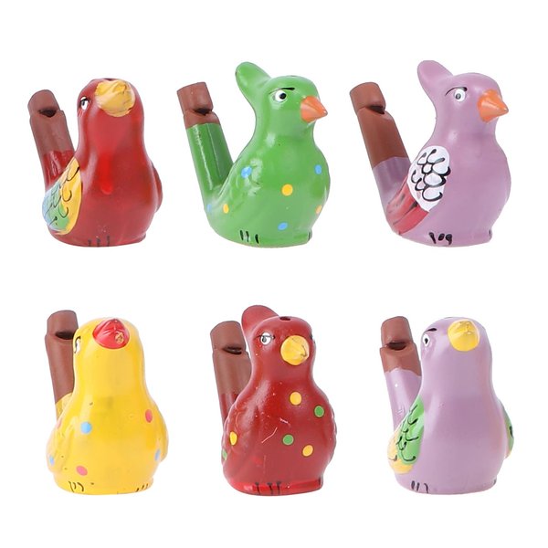 6Pcs Water Bird Whistles Ceramic Whistles Noise Makers Bathtime Musical Toy Kids Party Favors for Birthday Wedding Christmas Random Style