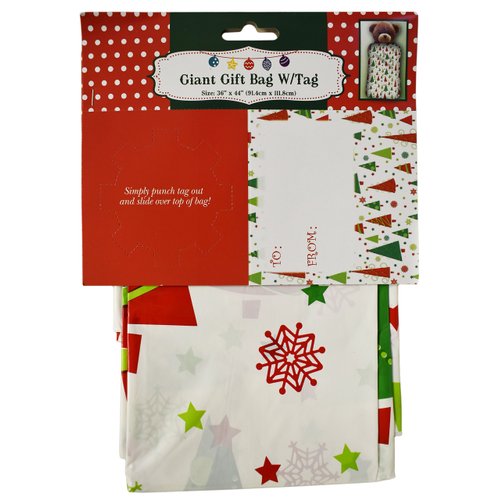Set of 3 - 36" x 44" Giant Gift Bags With Tag - 3 Christmas Themes and Colors Including Pink, Blue, and White!