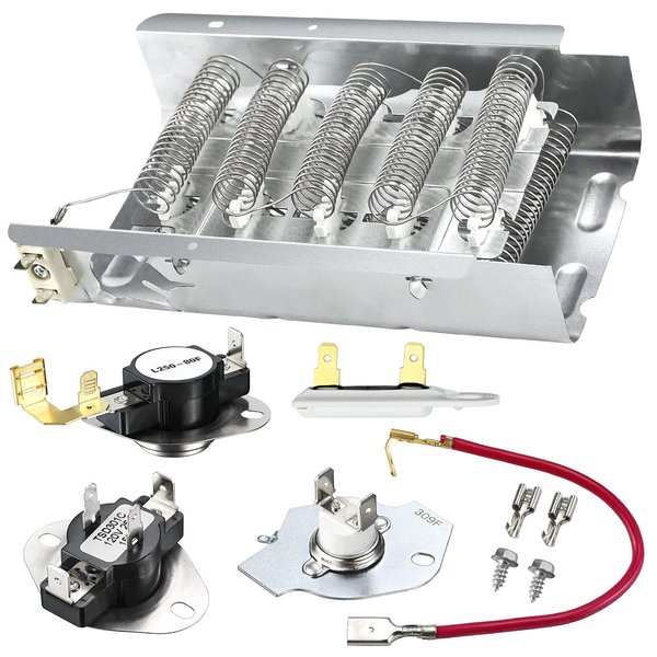 279838 Dryer Heating Element Fit for Whirlpool & Maytag & Kenmore Dryers Replaces AP3094254 PS334313 8565582 3403585 - with 3392519 3977393 Thermal Fuse & 3387134 3977767 High-Limit Thermostat-Sikawai