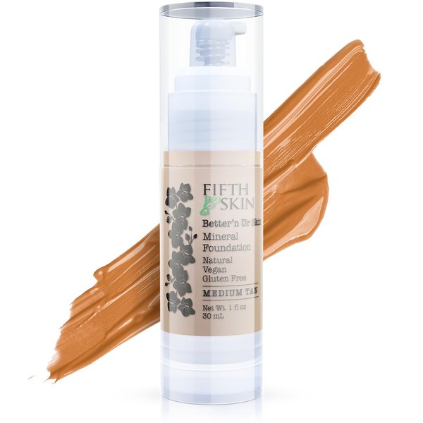 Fifth & Skin: Better’n Ur Skin Liquid Foundation (ROSE BEIGE) - Natural, Organic, Vegan, Cruelty-Free - Gluten-Free Beauty with Buildable Coverage and Palm-Free Luxury - 1 oz