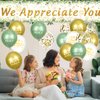 We Appreciate You Decorations Sage Green Appreciate You Banner Yard Sign with 18 Pcs Balloons Thank You for All You Do Banner Employee Staff Gifts Teacher Eucalyptus Leaves Appreciation Party Decor