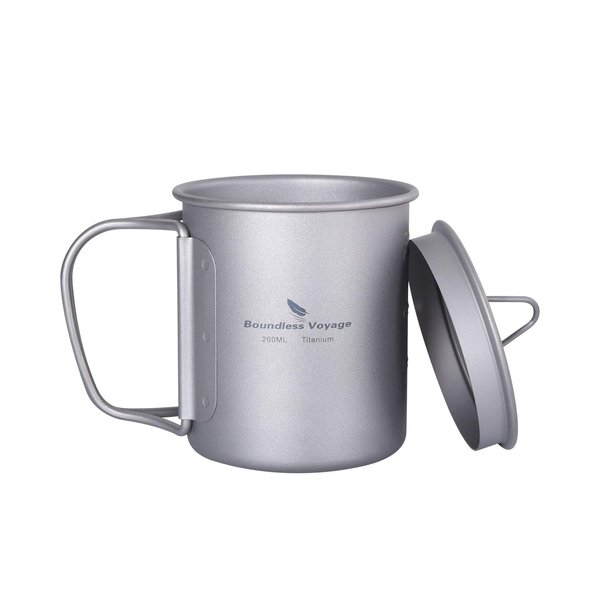 Boundless Voyage Titanium Cup with Lid Outdoor Camping Ultralight Water Tea Coffee Mug 200ML/300ML/450ML (200ml (6.7fl oz))