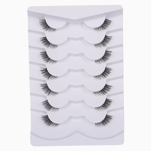 GMAGICTOBO False Eyelashes Natural Half Lashes Short Wispy Clear Band Lashes Pack Cat Eye 3D Faux Mink Lashes Fake Eyelashes 7 Pairs Multipack