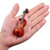 Dselvgvu Wooden Miniature Cello with Stand,Bow and Case Mini Musical Instrument Miniature Dollhouse Model Home Decoration (3.94"x1.38"x0.43")