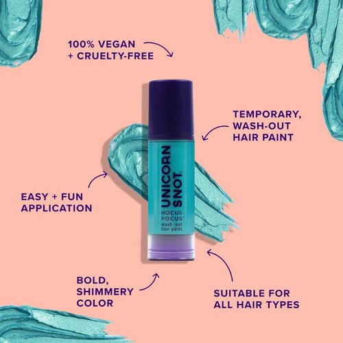 Unicorn Snot Hocus Pocus Temporary Hair Color: Washable & Easy to Remove Hair Paint for all Hair Types - for Anime Cosplay, Festival Rave Party - Cruelty-free & Vegan, 1.06oz (Snap/Bright Teal)