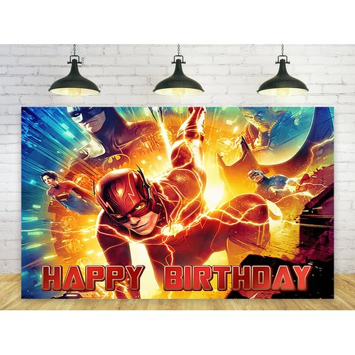 The Flash Backdrop for Birthday Party Decorations Hero Background for Baby Shower Party Cake Table Decorations Supplies Superhero The Flash Theme Banner 5x3ft