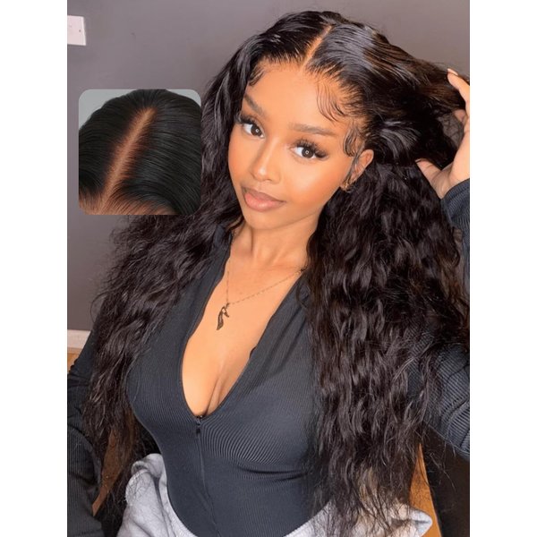 UNICE 5x5 Thin HD BlendAway Lace Closure Human Hair Wig Deep Water Wave Glueless Wigs Human Hair Pre Plucked Pre Cut Human Hair Front Wig Bleached Knots Match All Skin Tones 180% Density 20 inch