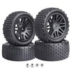 Hobbypark (4-Pack) 1/10 Scale Off Road Buggy Tires & Wheel Rims Set Front and Rear 12mm Hex Hubs with Foam Inserts for RC Hobby Car