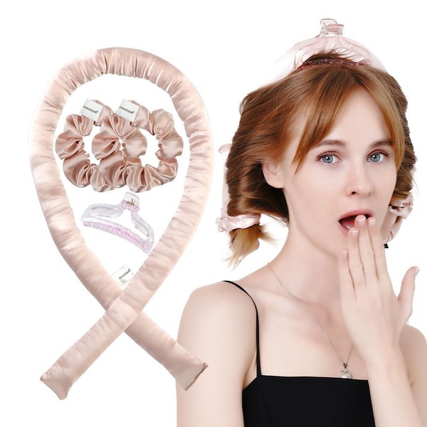 Heatless Curling Rod Satin Heatless Hair Curler Heatless Curls Heatless Curler No Heat Curls Heatless Hair Curler Overnight Curls Satin Heatless Curling Set Heatless Headband Curler Pink