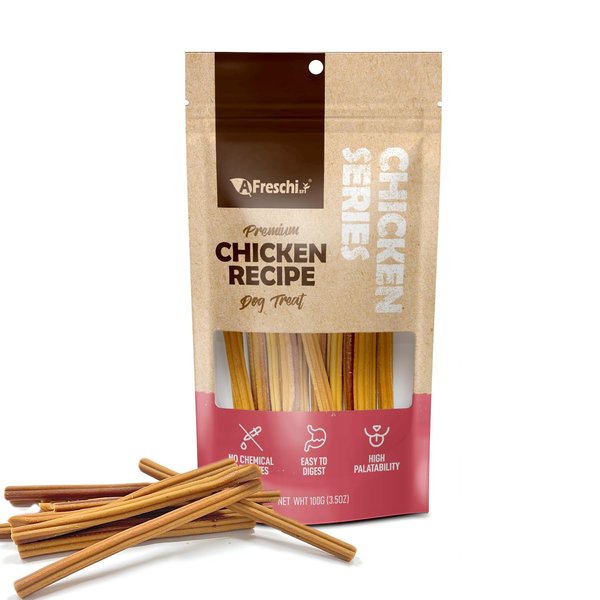 Afreschi Chicken Dog Treats for Chicken Series, All Natural Human Grade Dog Treat, Suitable for Training chew, Hypoallergenic, Rawhide Alternative, Chicken & Liver Strip